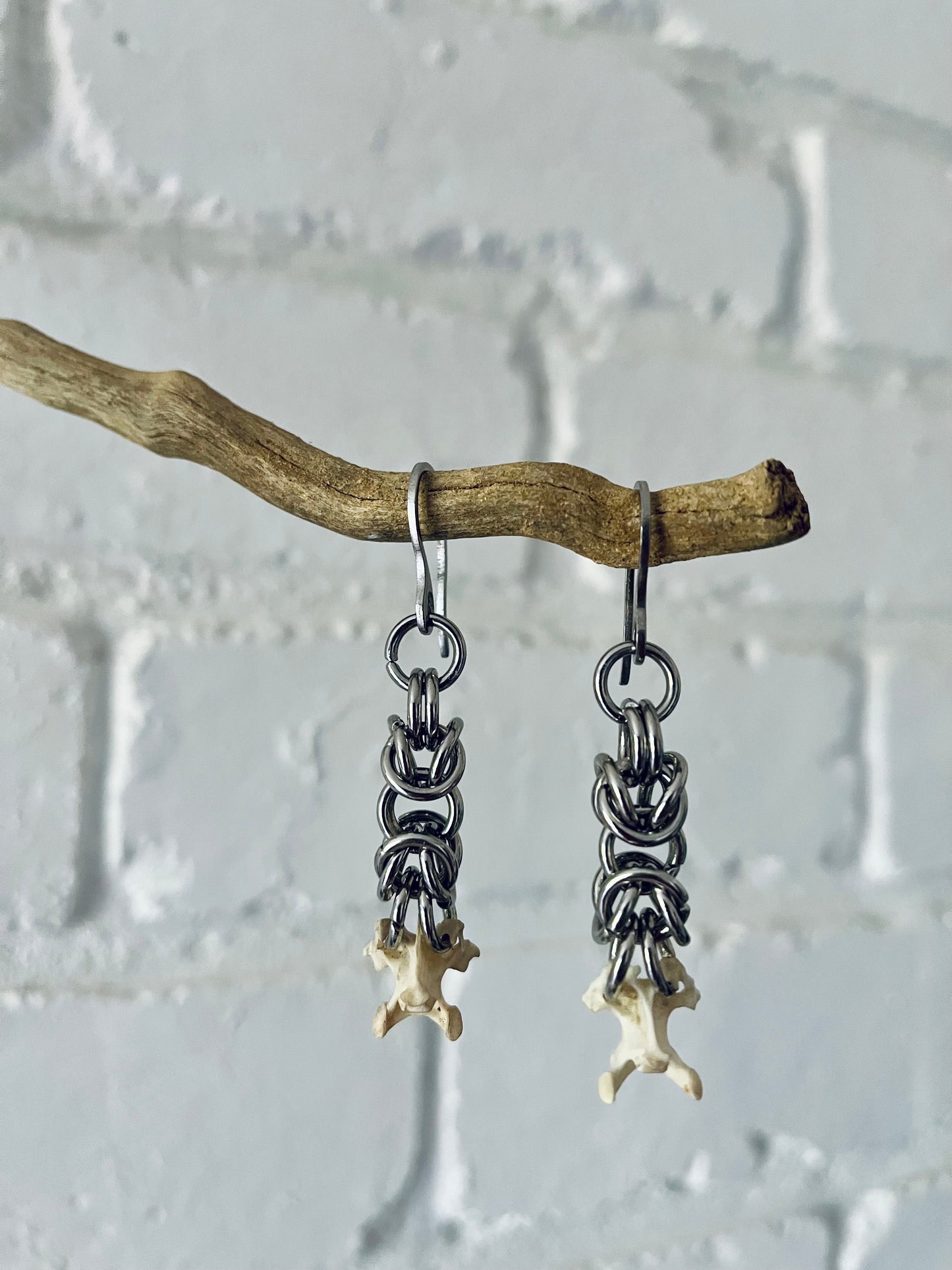 chainmaille bone earrings