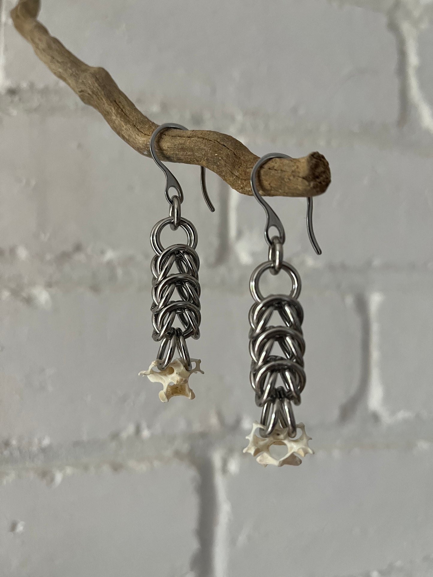 chainmaille bone earrings