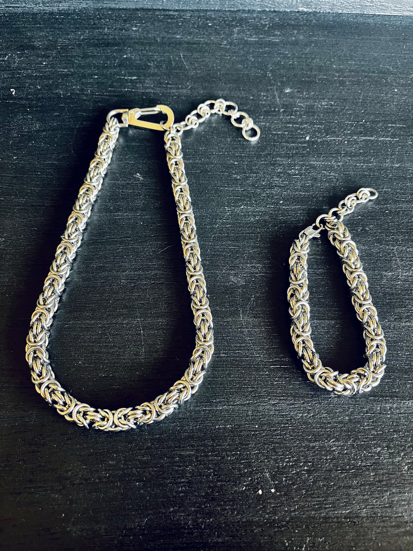 byzantine weave chainmaille necklace & bracelet