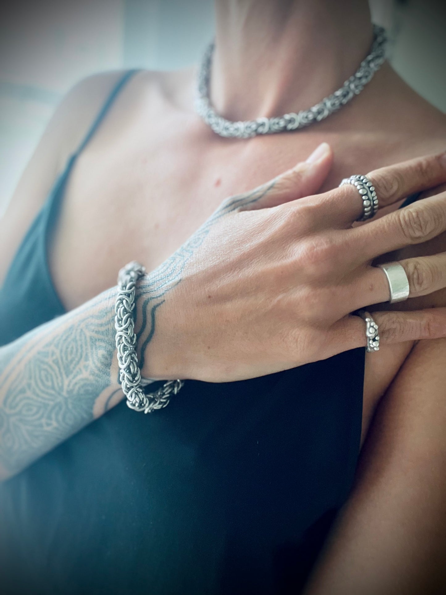 byzantine weave chainmaille necklace & bracelet