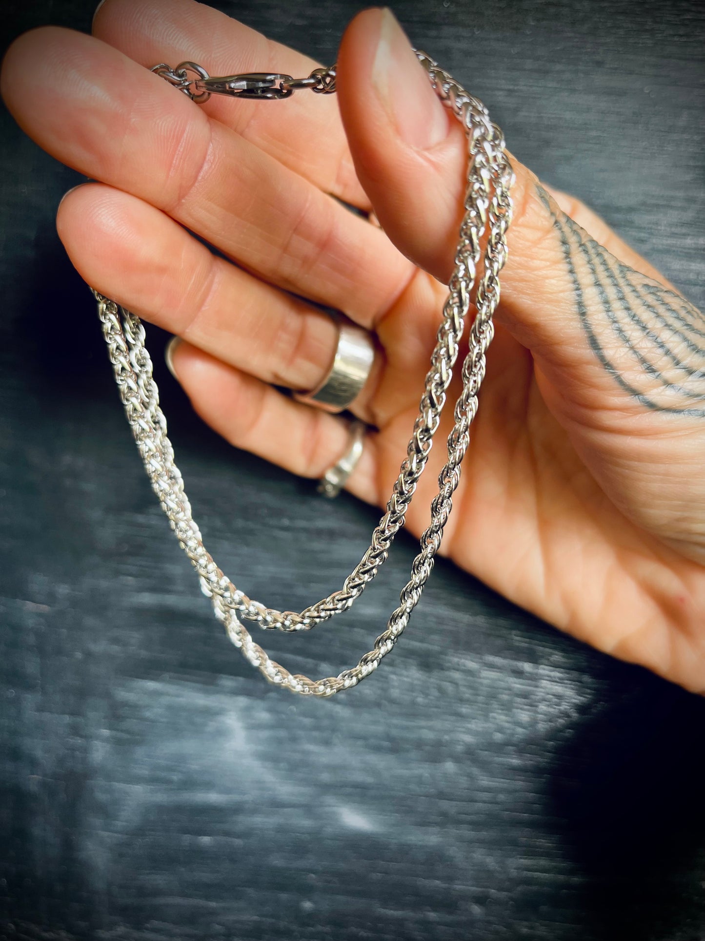 dual spiga & spiral chain anklet