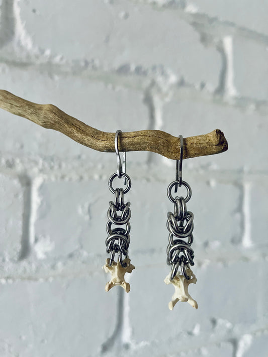 chainmaille bone earrings