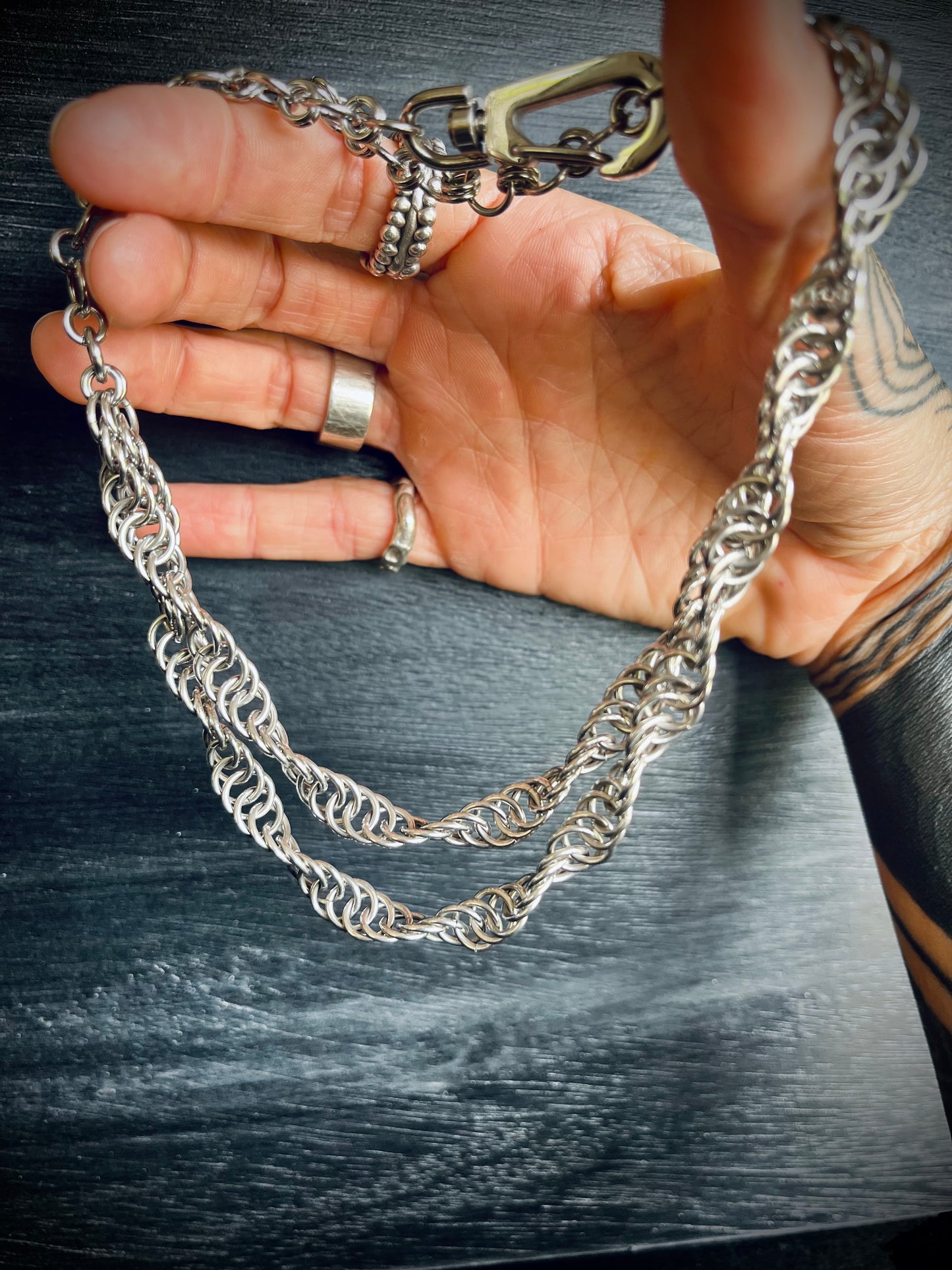 spiral weave chainmaille necklace