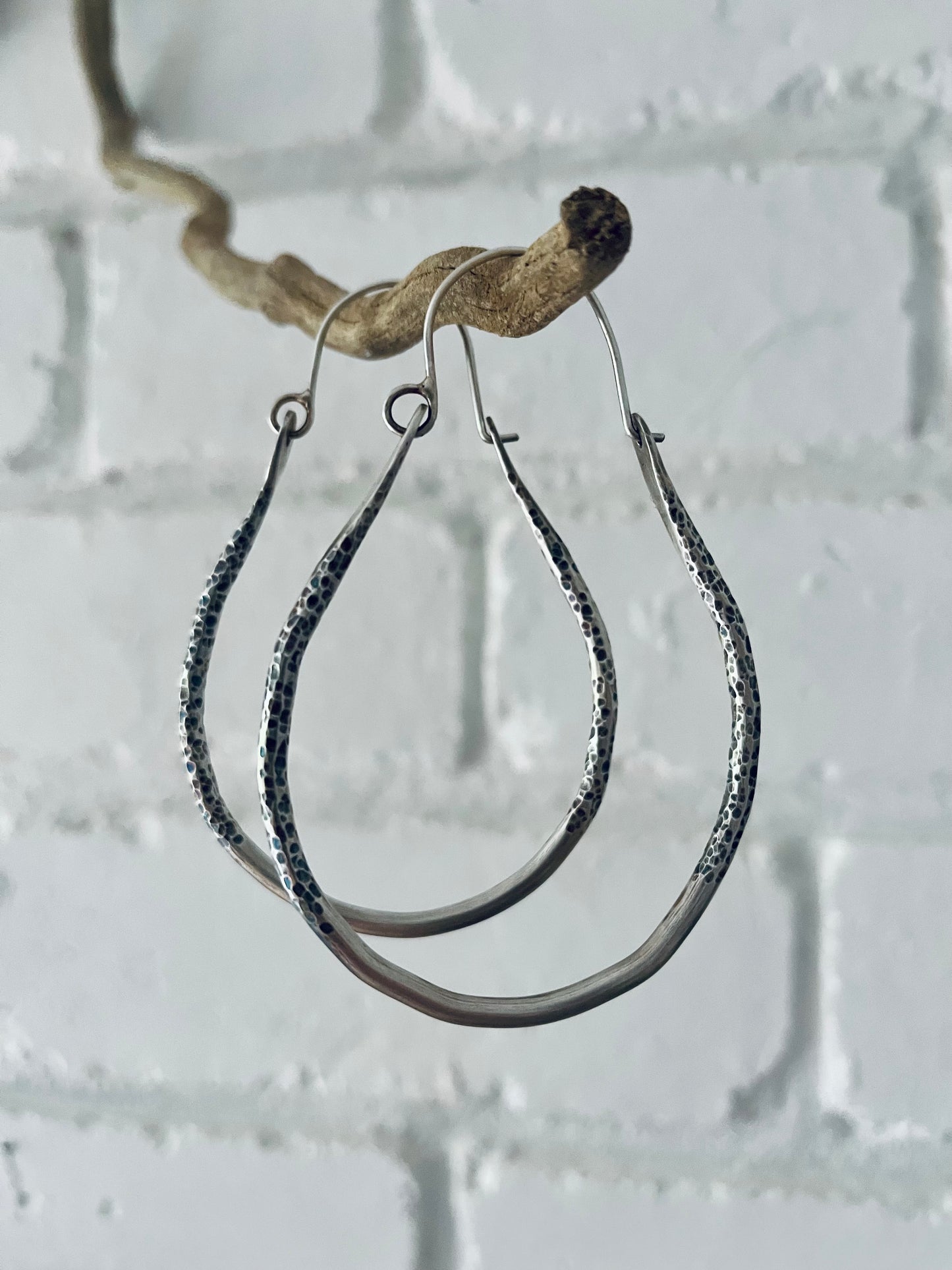 textured oval drop hoops