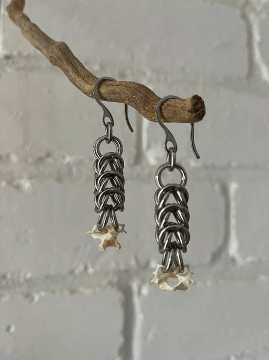 chainmaille bone earrings