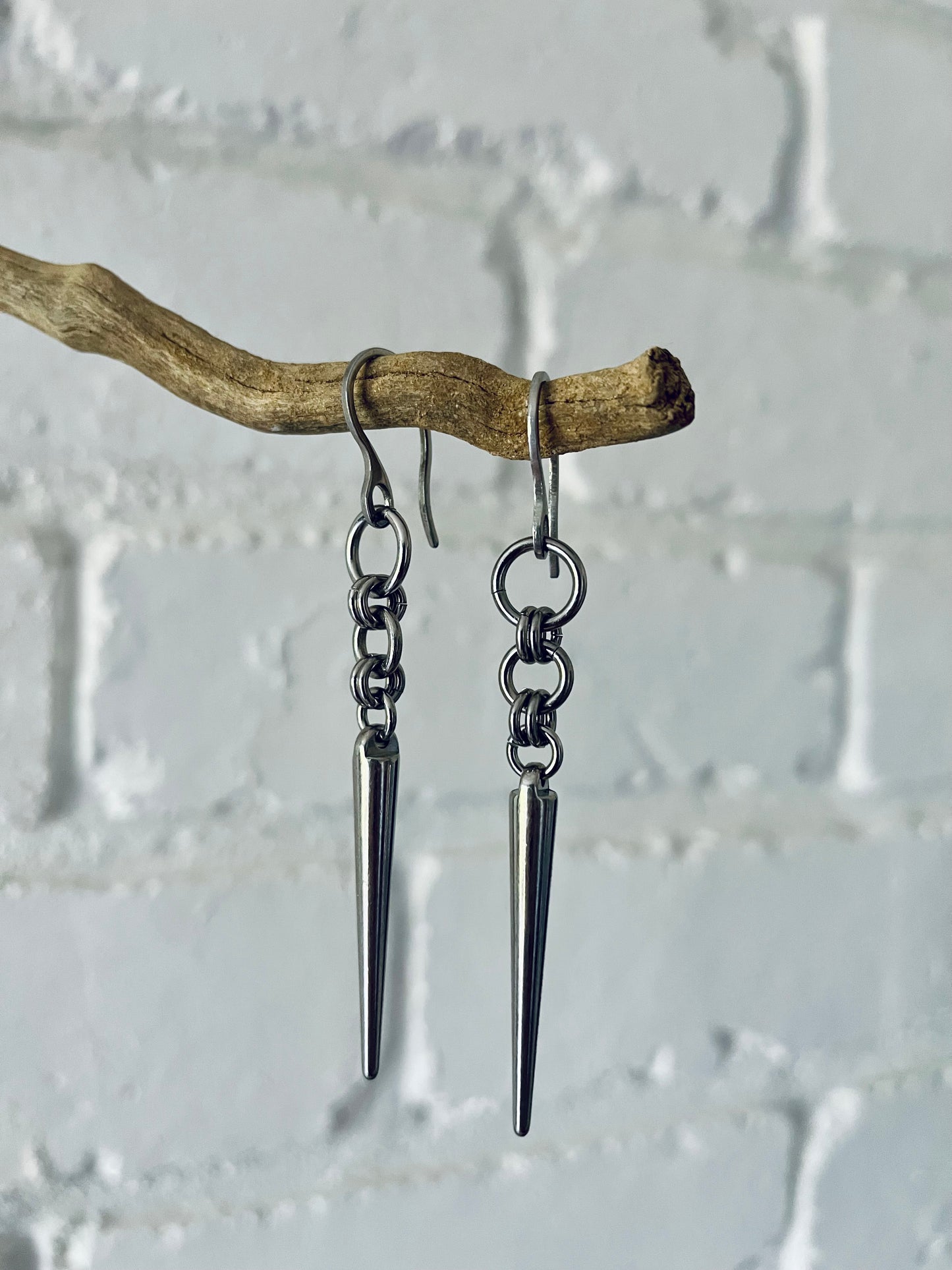 chainmaille spike earrings
